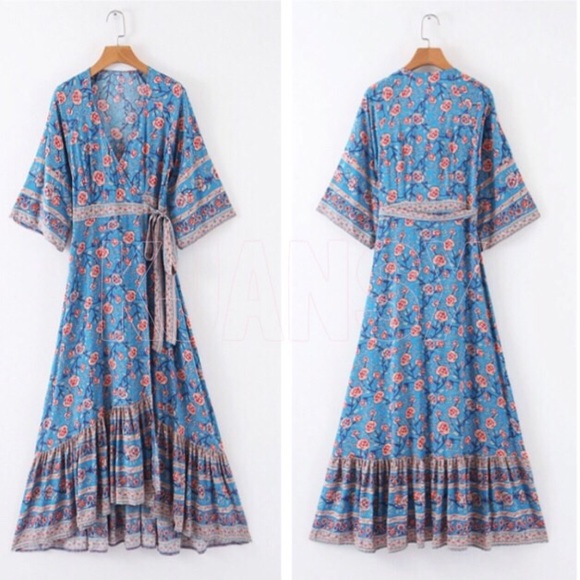 Bohemian Floral Wrap Dress - Picture 6 of 8